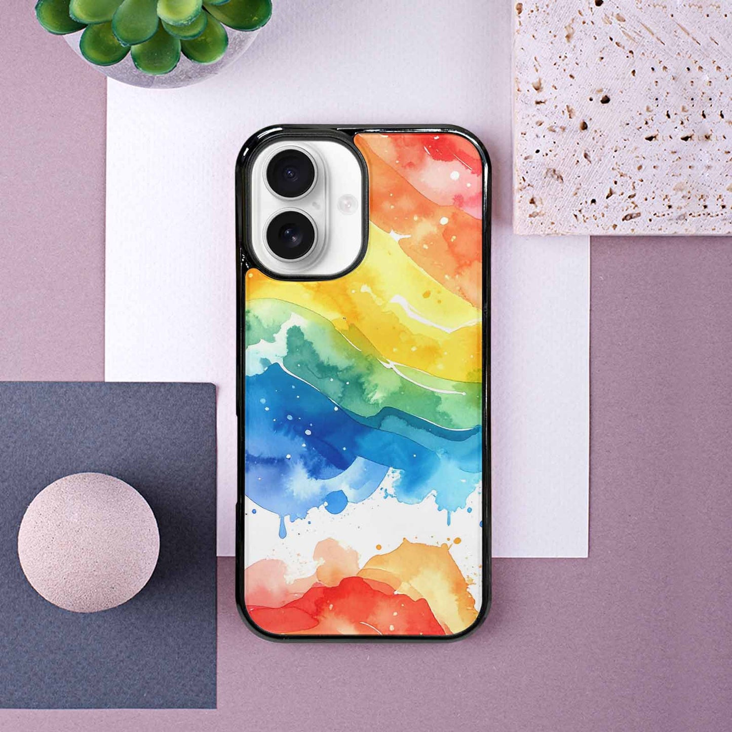 iPhone 16 Case — Watercolor Splash Abstract Pattern Seamless Repeat, Custom Phone Case
