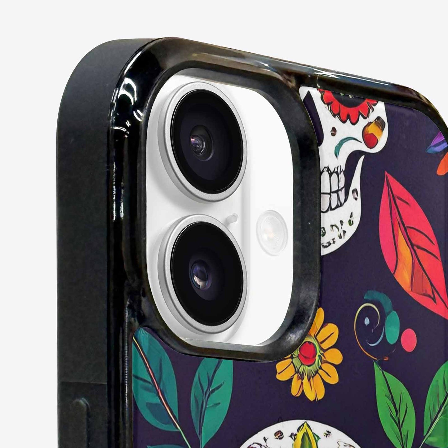 iPhone 16 Plus Case — Sunflowers Hundreds Of Skulls Art Seamless, Custom Print Case Cover
