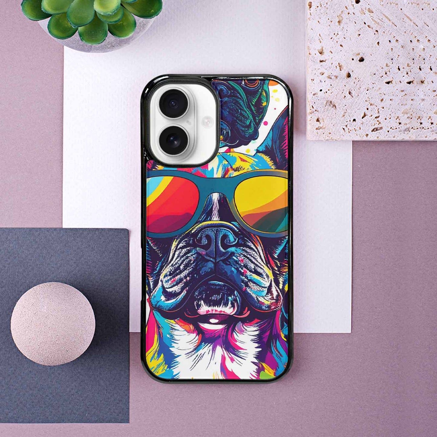 iPhone 16 Case — French Bulldog Pop Art Pattern, Personalized Phone Case