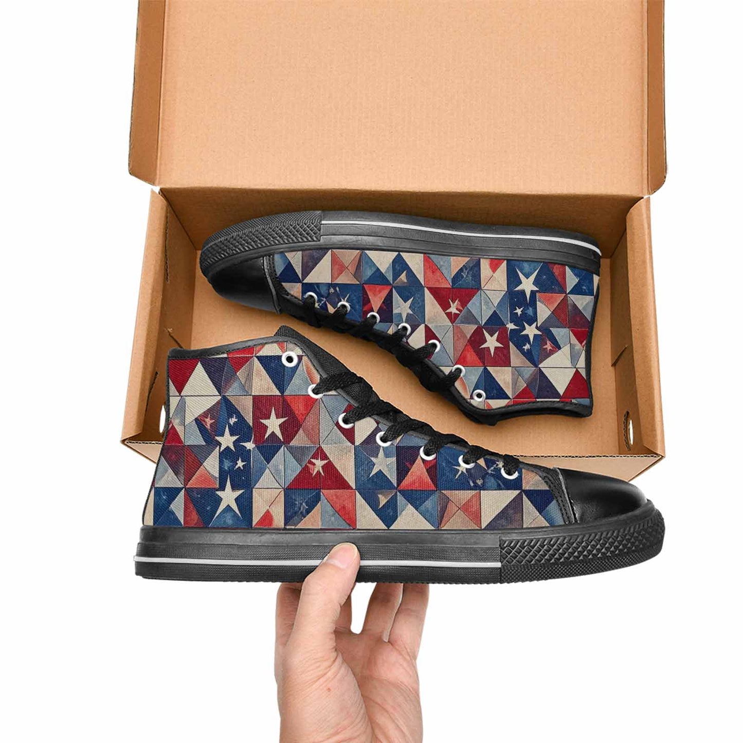 MEN'S American Flag Stars High Top Canvas Vivid Shoes