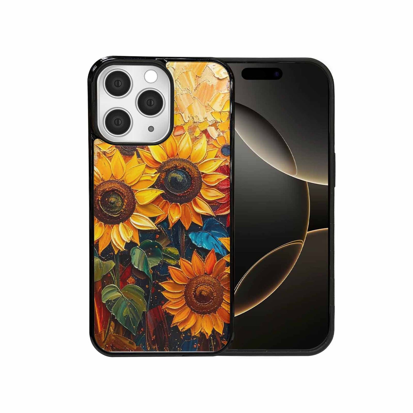 iPhone 15 Pro Max Case — Impressionist Sunflower Brushstroke Pattern Hundreds Of, Custom Art Phone Cover