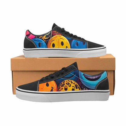WOMEN'S Smiley Faces Lace-Up Canvas Wallpaper Art Custom Sneakers