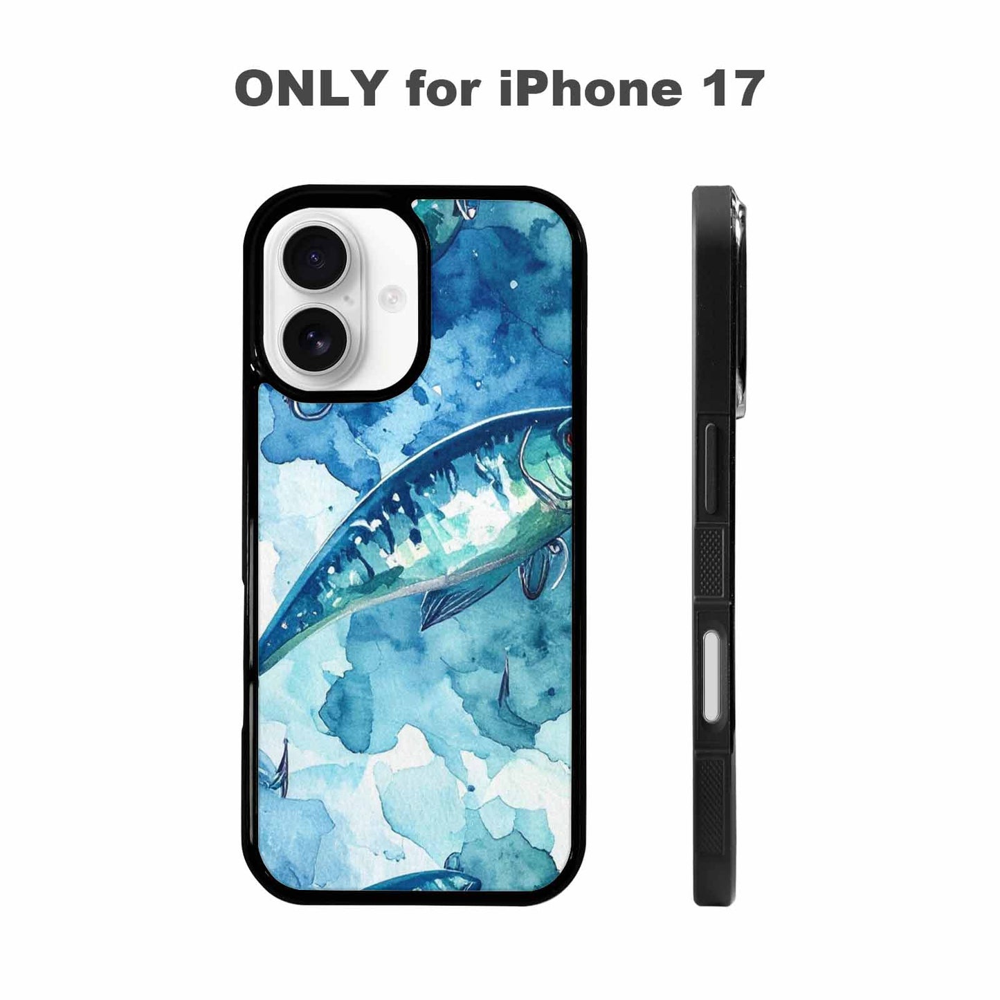 iPhone 17 Case — Fishing Lure And Hook Watercolor Abstract, Original Design Phone Case