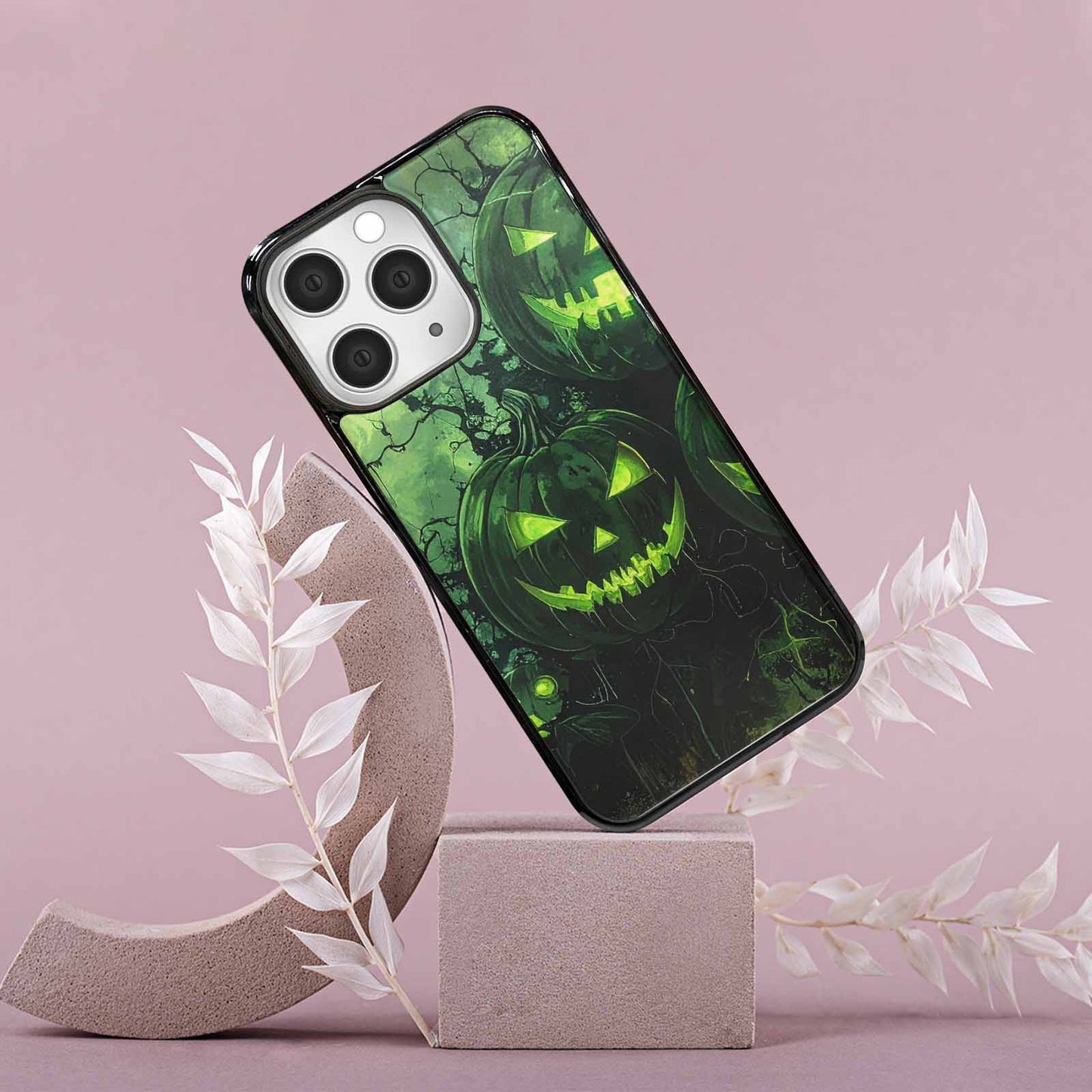 iPhone 15 Pro Max Case — Halloween Glowing Jackolantern Personalized Phone Cover, Custom Printed Phone Case