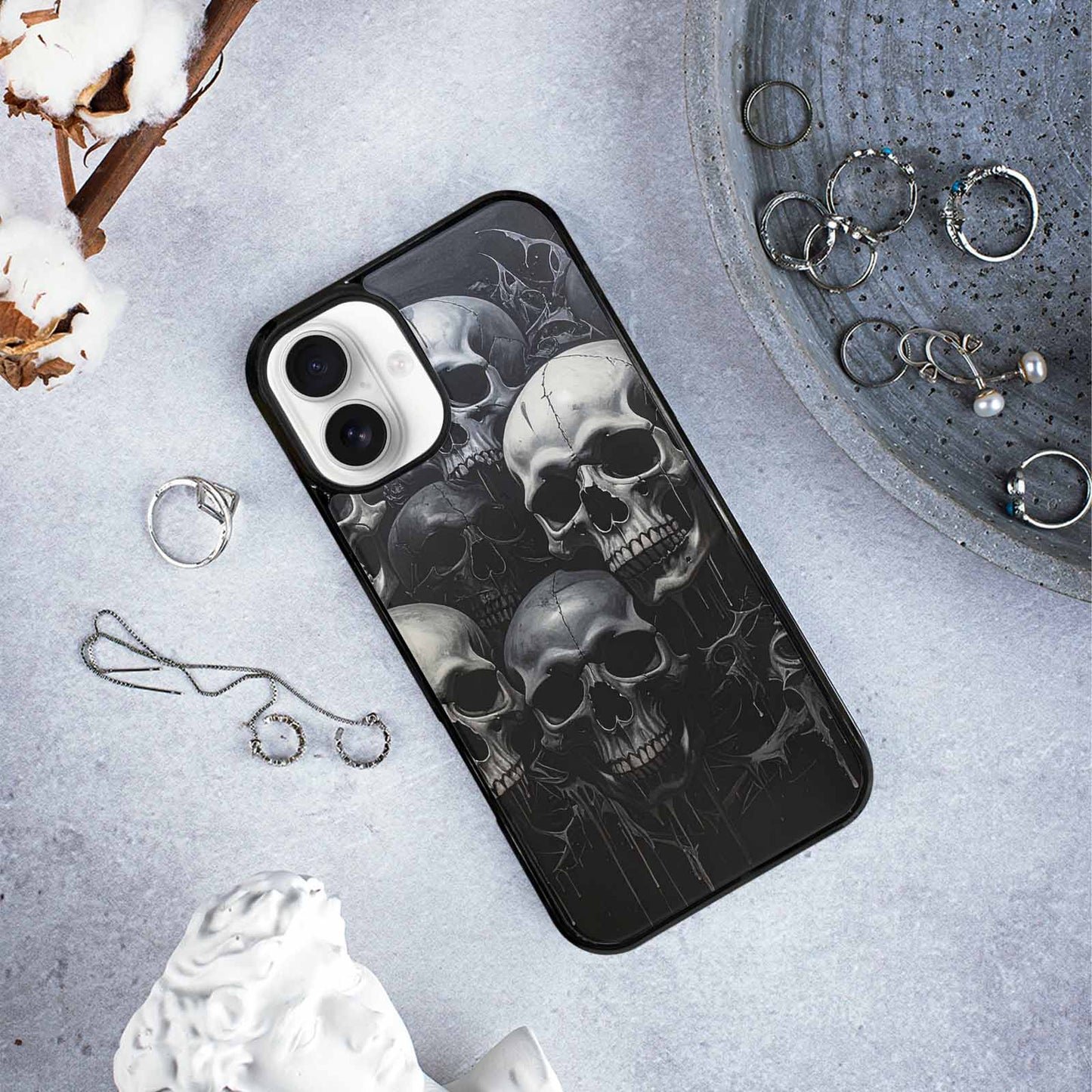 iPhone 16 Plus Case — Grey Dark Black And Grey Tones, Customized Protective Case