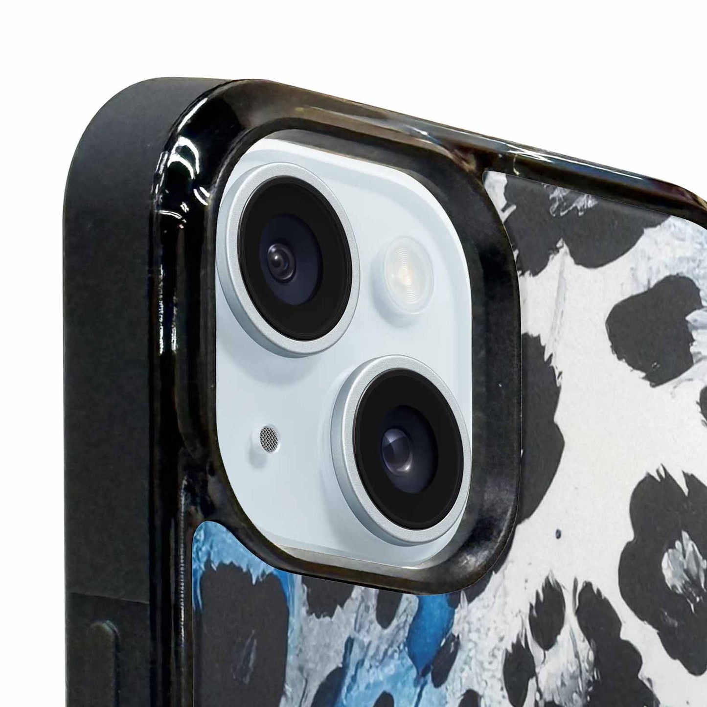iPhone 15 Plus Case — Animal Print Black Blue Ink Animal, Custom Phone Case