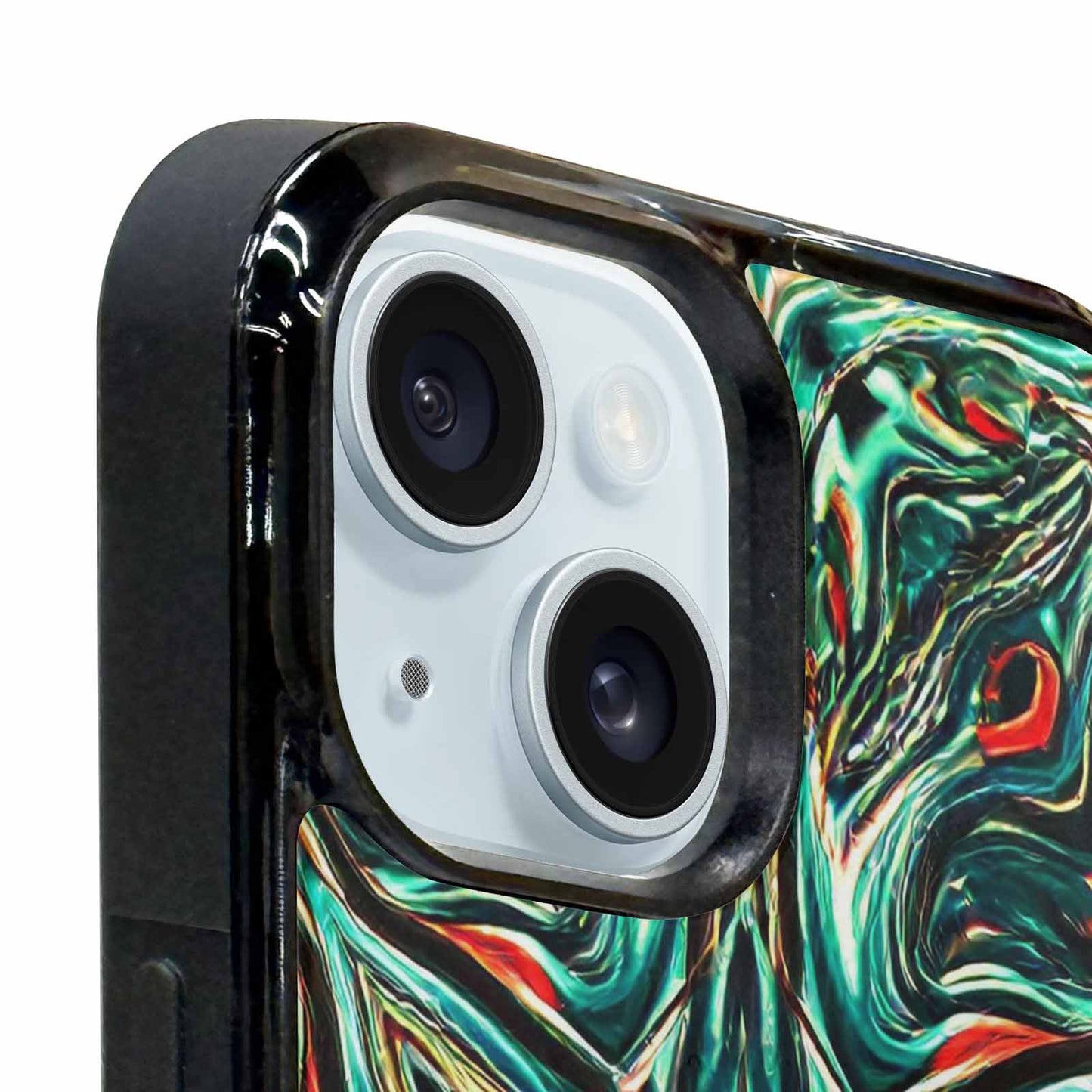 iPhone 15 Case — Holographic Tribal Blaze, Custom Printed Phone Case