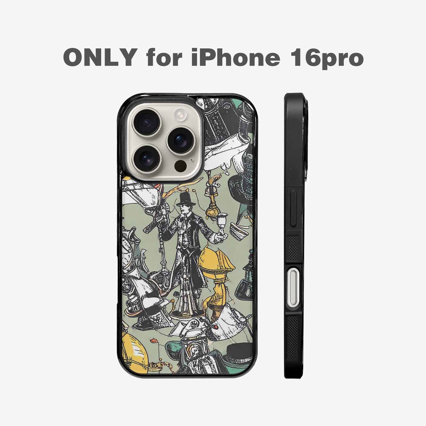 iPhone 16 Pro Case — Noir Spy Silhouette Pen Ink Noir, Personalized Phone Case