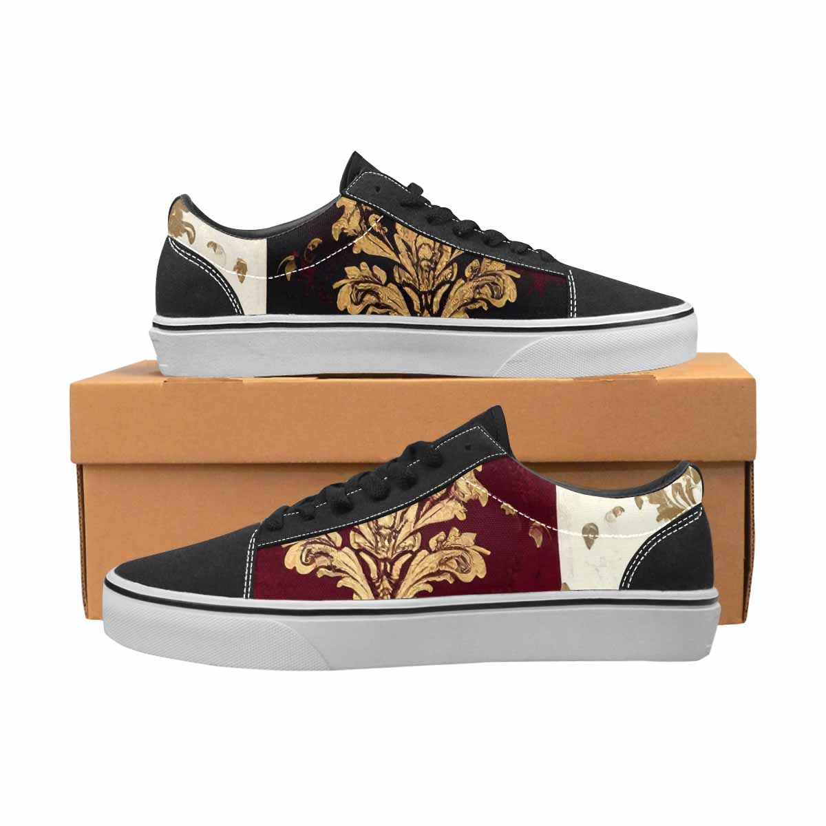 WOMEN'S Damask Ornamental Wallpaper Canvas Lace-Up Vivid Custom Sneakers