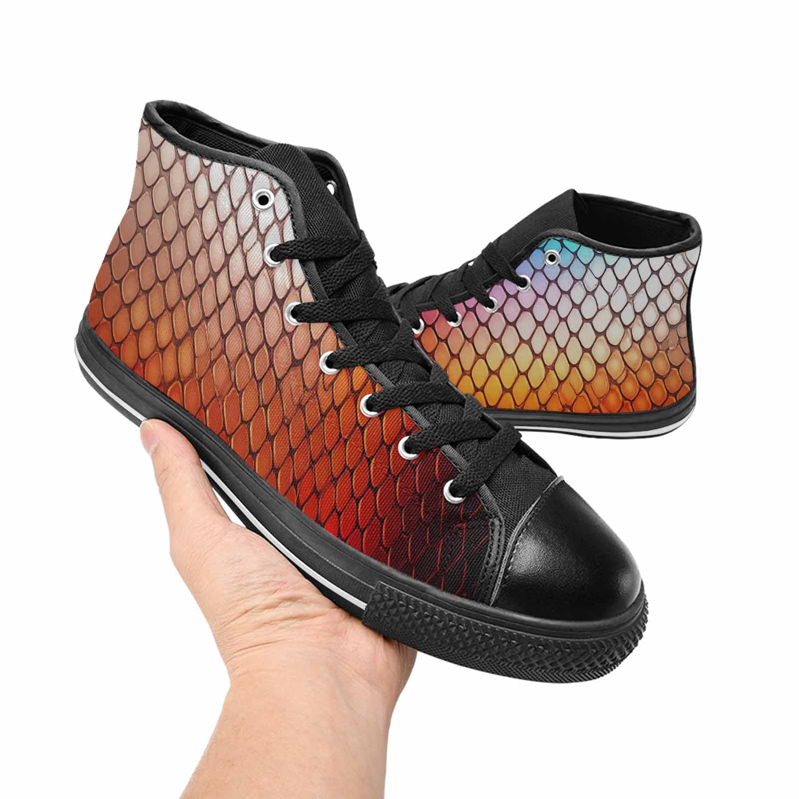 WOMEN'S Dark Snake Print High Top Canvas Aesthetic Shoes