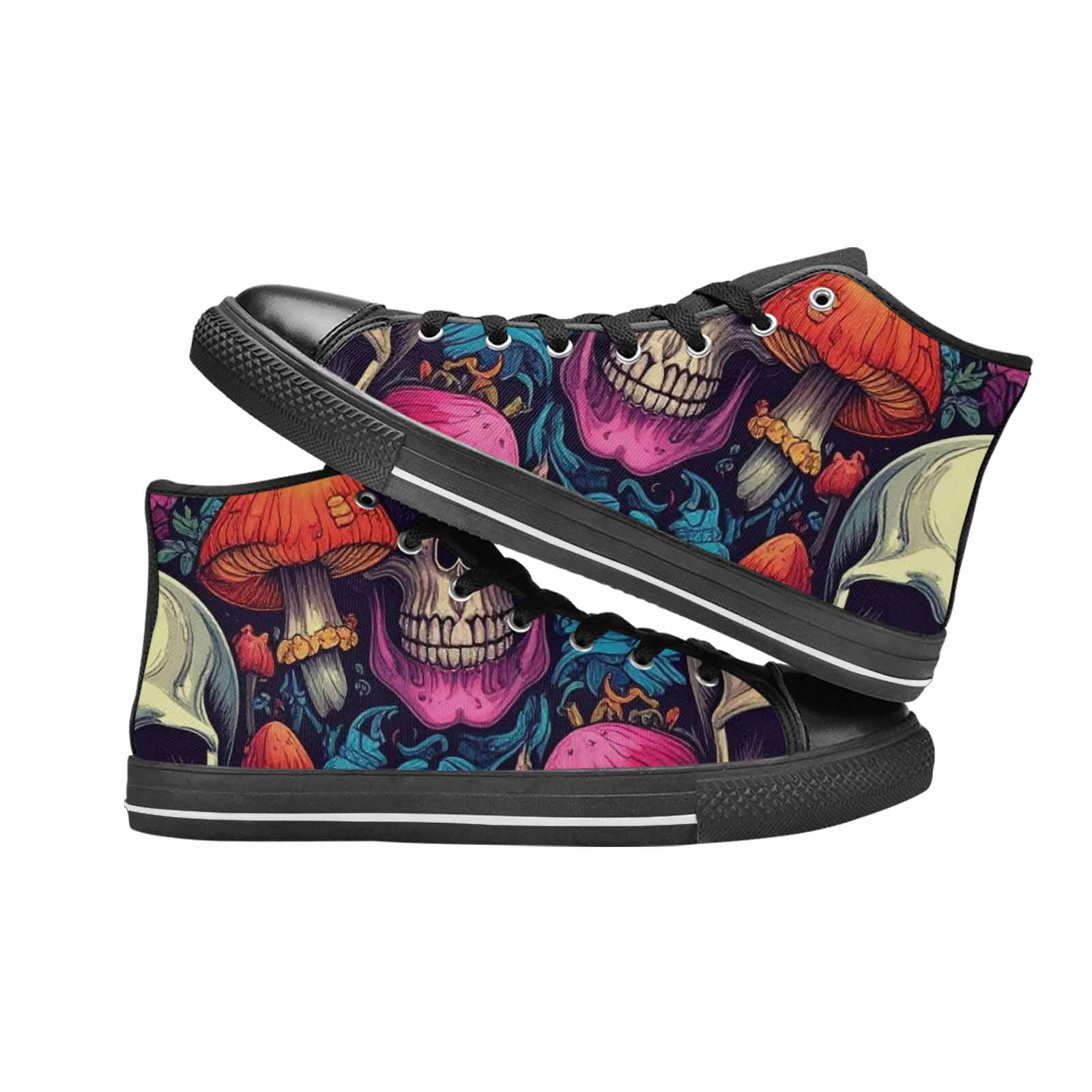 MEN'S Mushroom Skull High Top Canvas Vibrant Chaos Custom Shoes