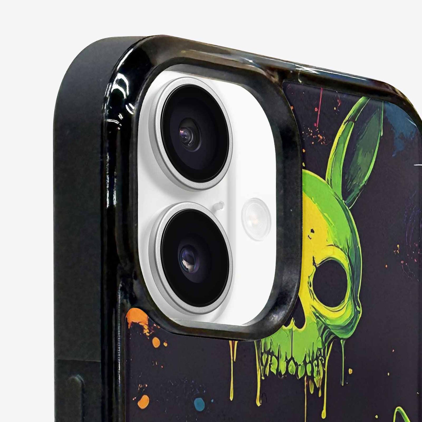 iPhone 16 Plus Case — Radioactive Ghost Bunny Skull Small Radioactive, Custom Printed Phone Case