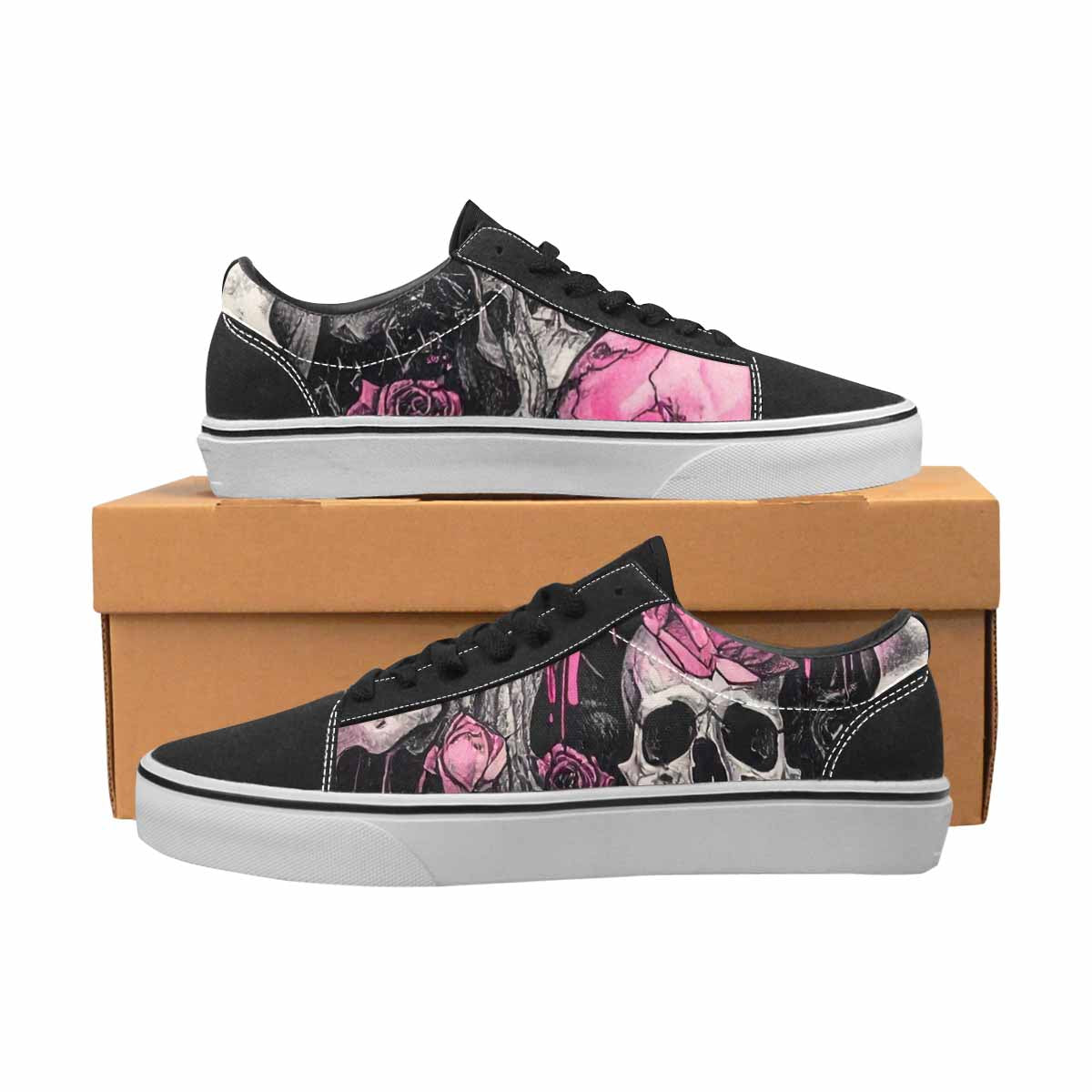 WOMEN'S Skull Roses Lace-Up Canvas Grunge Shoes