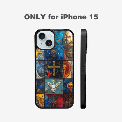 iPhone 15 Case — Jesus Face Small Cross And Faith, Personalized Phone Case