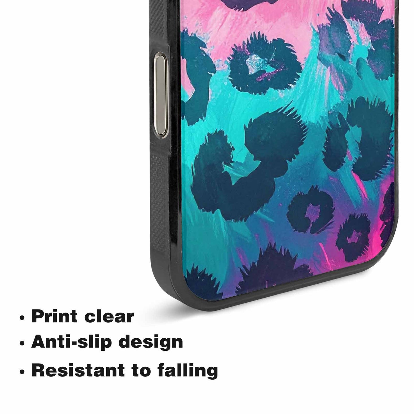 iPhone 16 Pro Max Case — Leopard Neon Pink Teal Airbrush, Unique Phone Case Design
