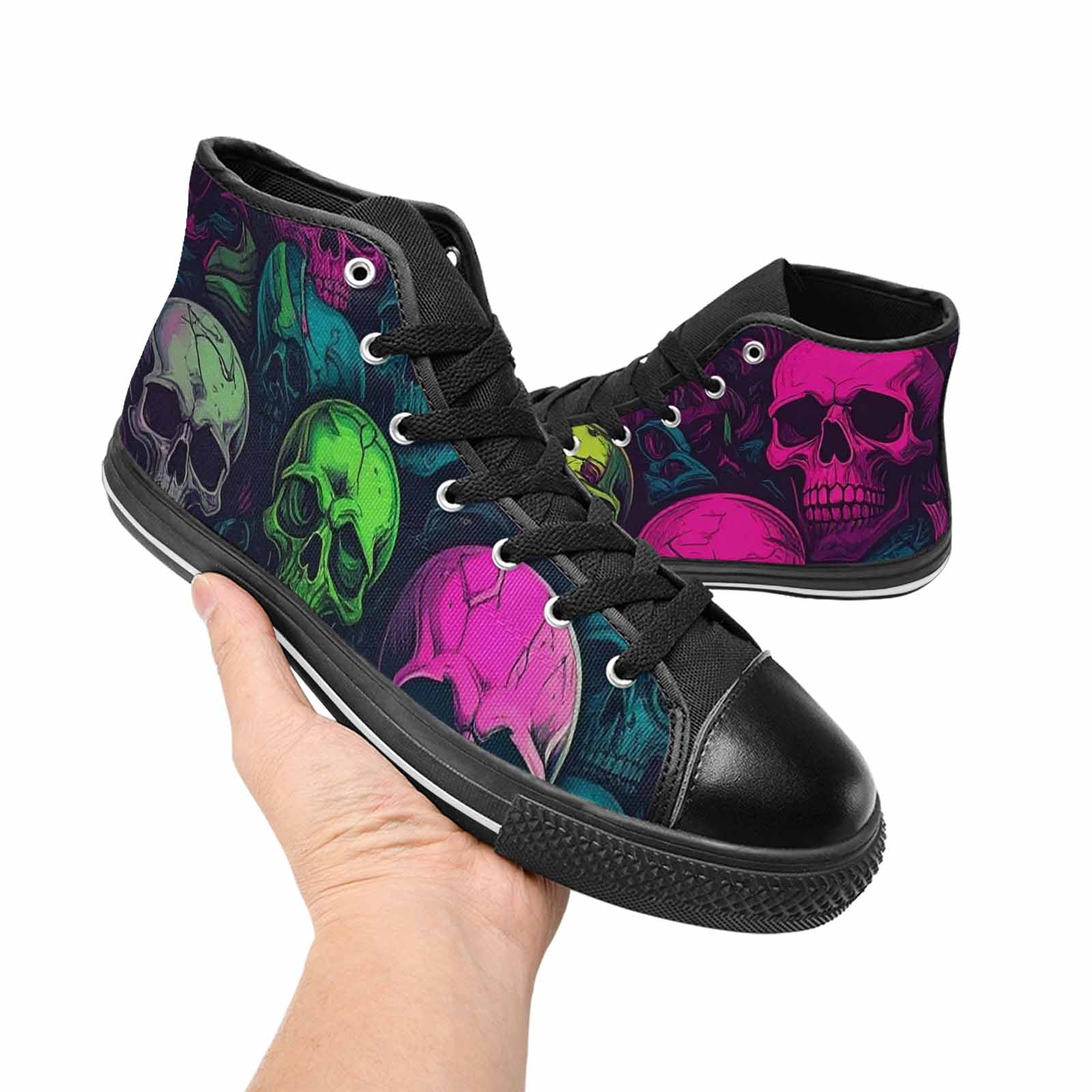MEN'S Skulls - Neon High Top Canvas Y2K Custom Sneakers