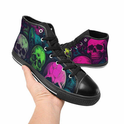 MEN'S Skulls - Neon High Top Canvas Y2K Custom Sneakers