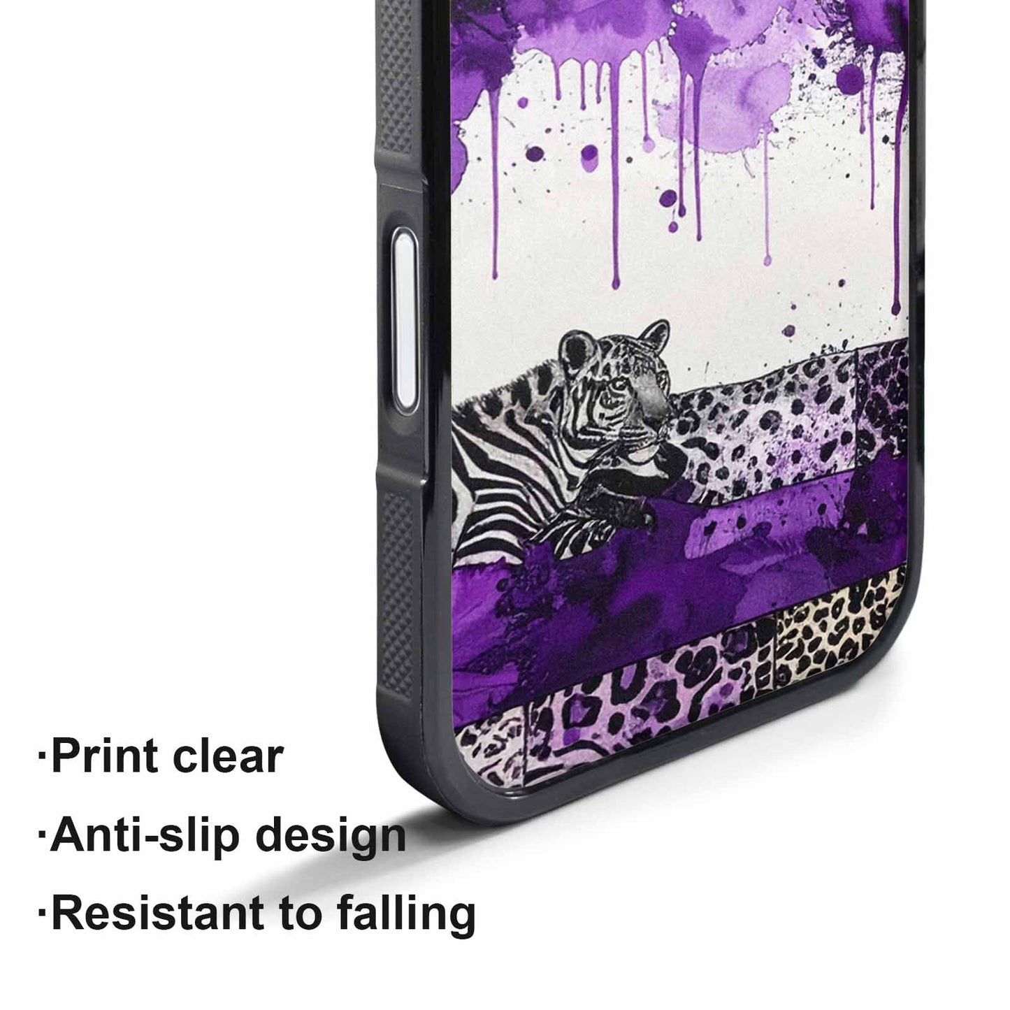 iPhone 17 Air Case — Black Purple Ink Animal Print Animal, Custom Designed Case Cover