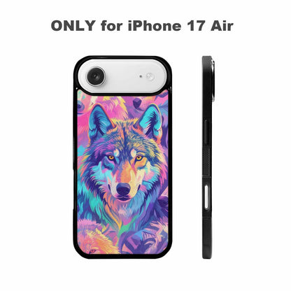 iPhone 17 Air Case — Neon Zebra Print Wolf Animal Print, Unique Phone Case Design