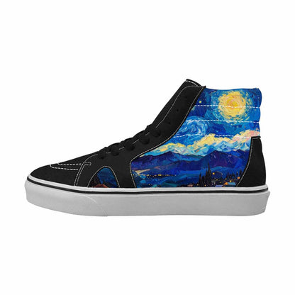 WOMEN'S Starry Night Van Gogh High Top Canvas Vibrant Chaos Shoes