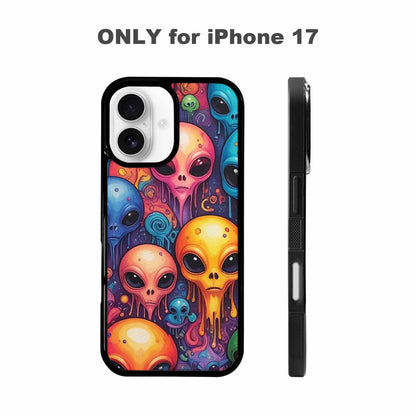iPhone 17 Case — Melting Aliens Pattern Alien Scifi, Custom Art Phone Cover