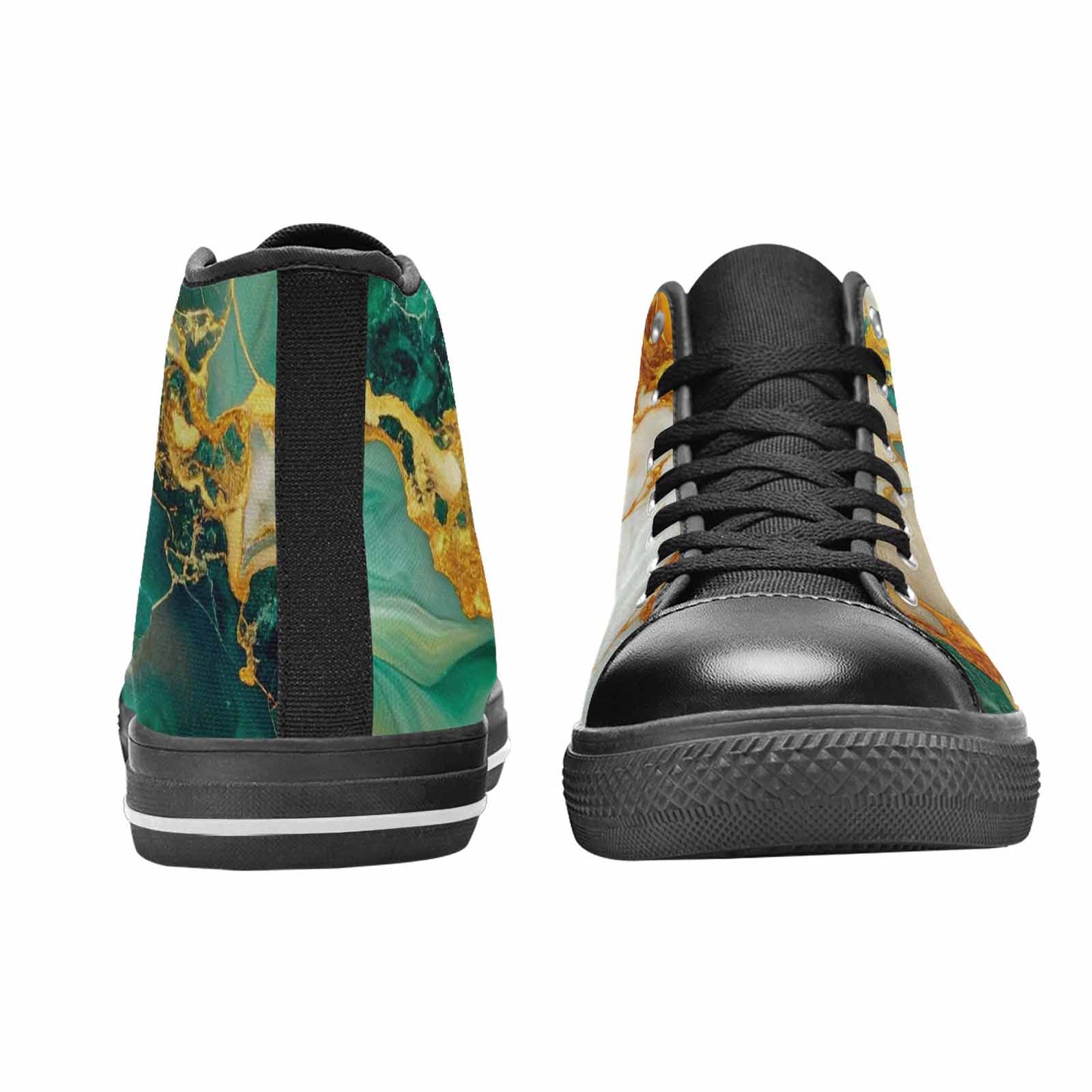 WOMEN'S Marble Gold High Top Canvas Cottagecore Sneakers