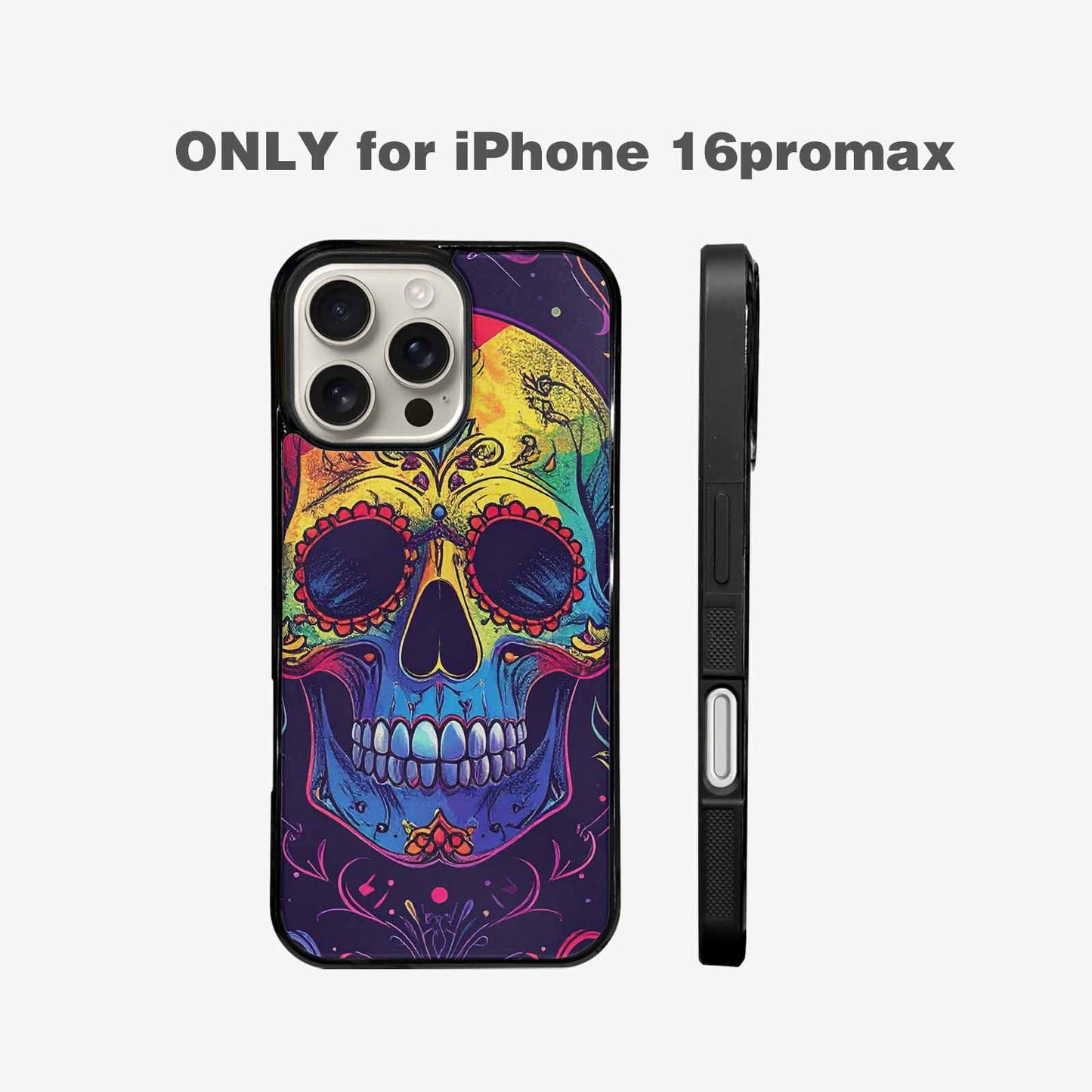 iPhone 16 Pro Max Case — Pride Flag Skulls Seamless Pattern Vibrant, Custom Designed Case Cover