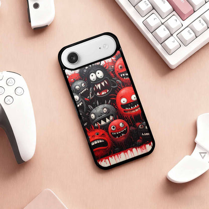 iPhone 17 Air Case — Black Red Ink Monsters General Cartoon, Unique Phone Case Design