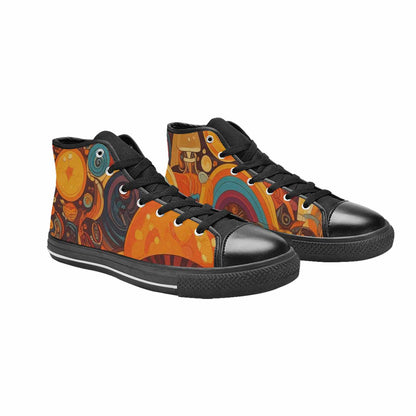MEN'S Groovy 70S Peace High Top Canvas Wallpaper Art Shoes