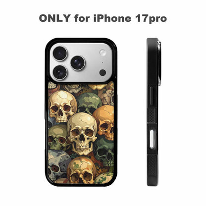iPhone 17 Pro Case — Skulls Camo Skulls Pattern Hundreds Gothic, Customized Protective Case