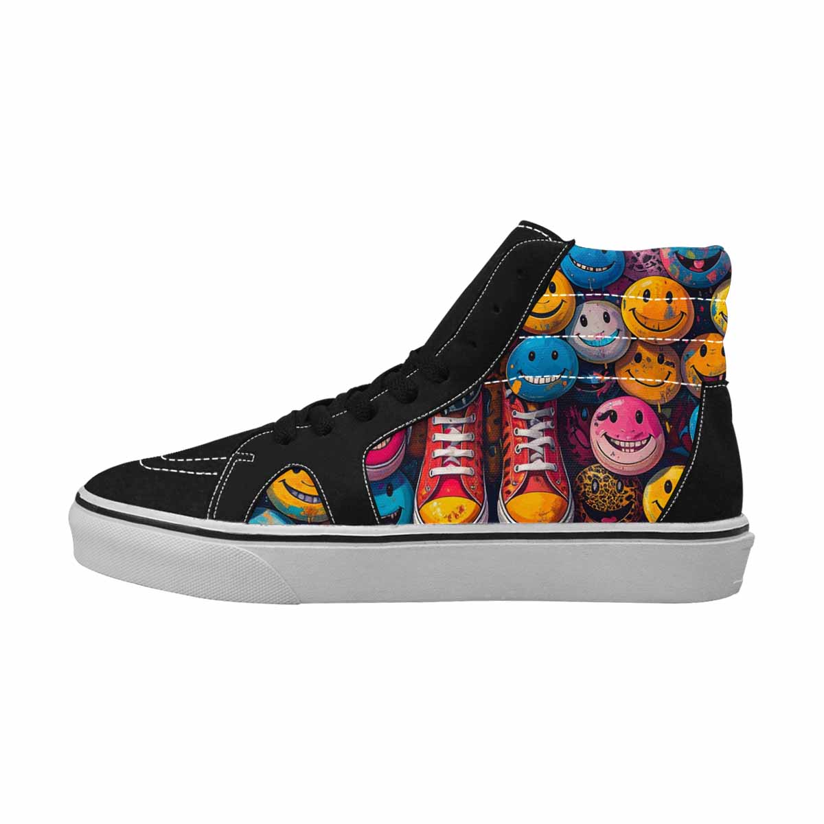 MEN'S Smiley Faces High Top Canvas Cottagecore Sneakers