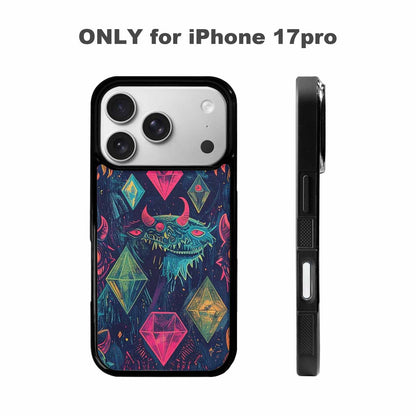 iPhone 17 Pro Case — Neon Monsters Diamond Original Art, Custom Designed Case Cover
