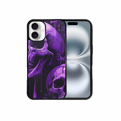 iPhone 16 Plus Case — Monochrome Purple Skeletons Neon Drip Melting, Custom Made Phone Cover