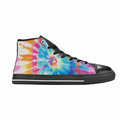 MEN'S Tie Dye Rainbow Twist High Top Canvas Neon Fantasy Shoes
