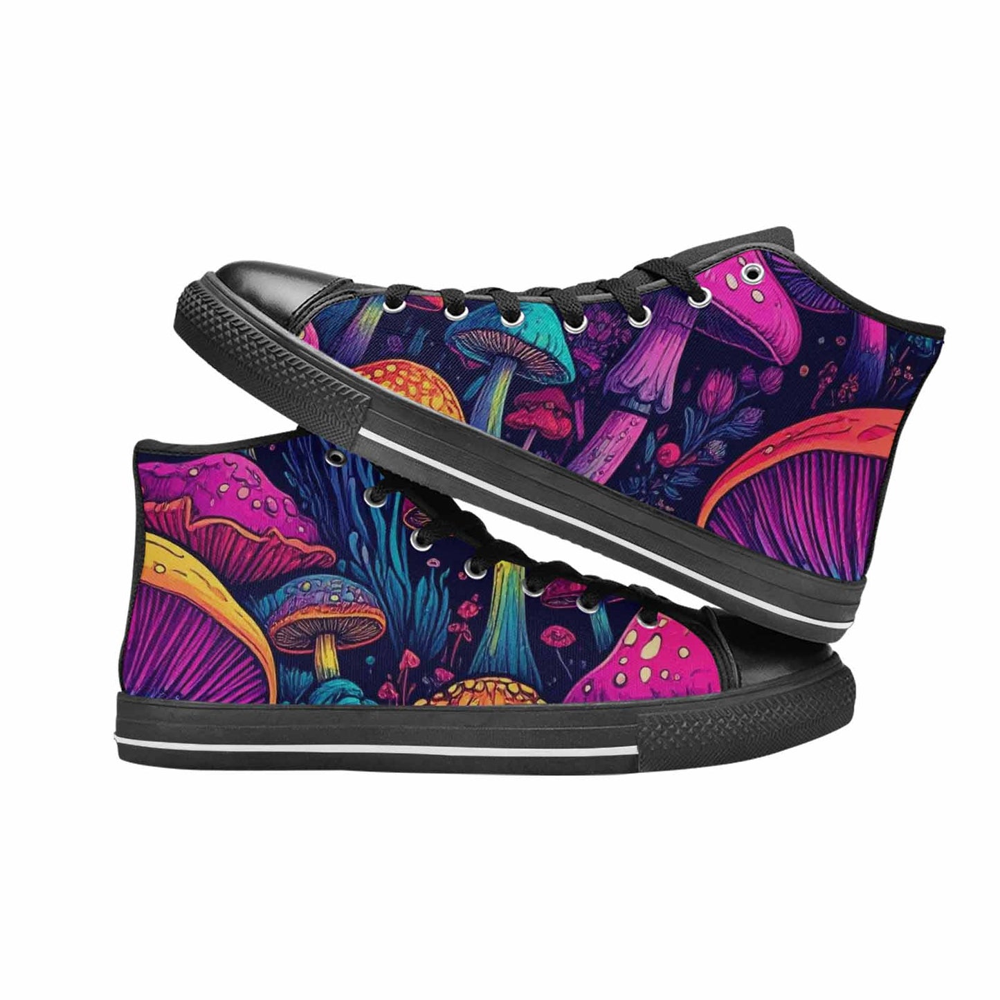 MEN'S Psychedelic Mushroom High Top Canvas Surreal Custom Shoes