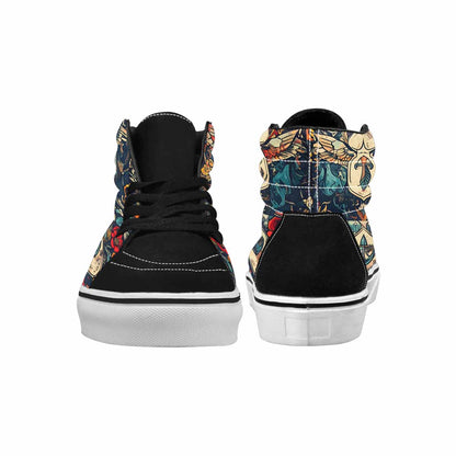 WOMEN'S Old School Tattoo High Top Canvas Dark Academia Sneakers