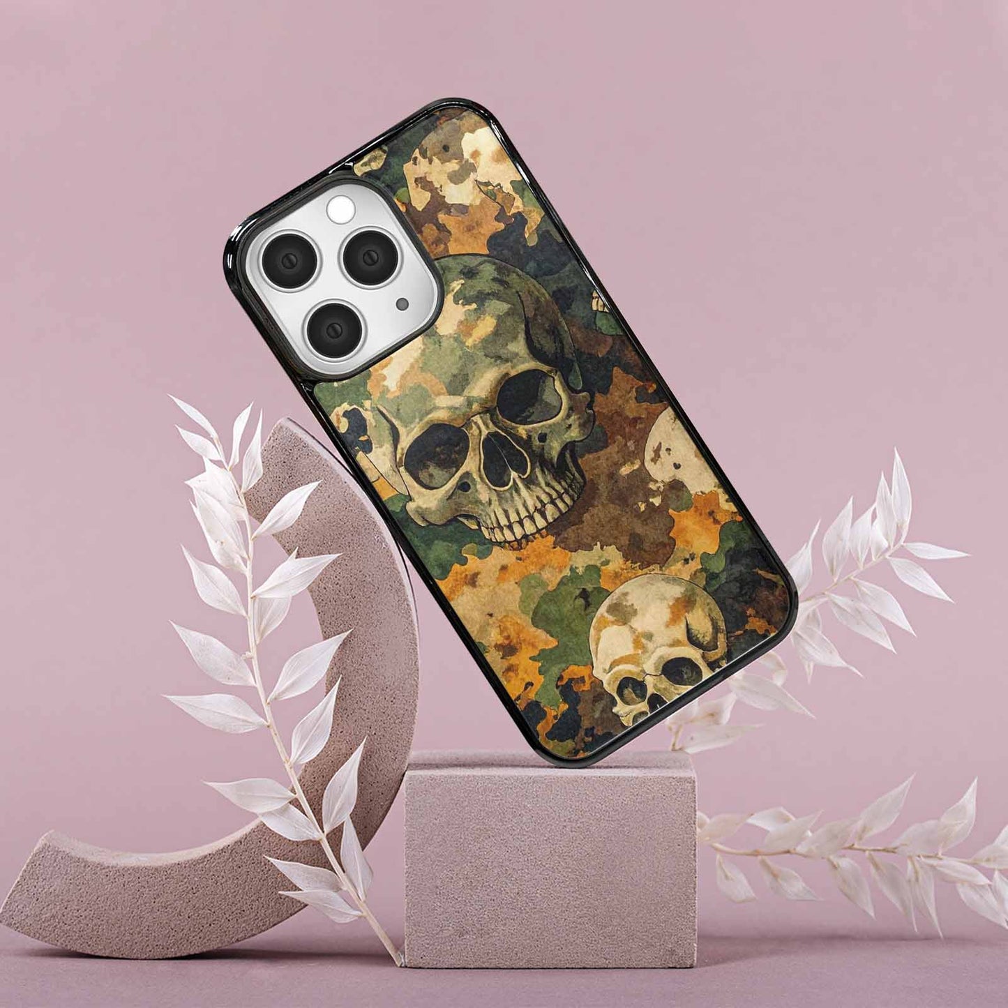 iPhone 15 Pro Max Case — Military Camo Texture Combined With Distressed, Original Design Phone Case