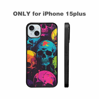 iPhone 15 Plus Case — 1000s Of Skulls Digital Camo Drip, Customized Protective Case