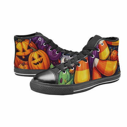 WOMEN'S Halloween Witches Ghouls High Top Canvas Neon Fantasy Custom Shoes