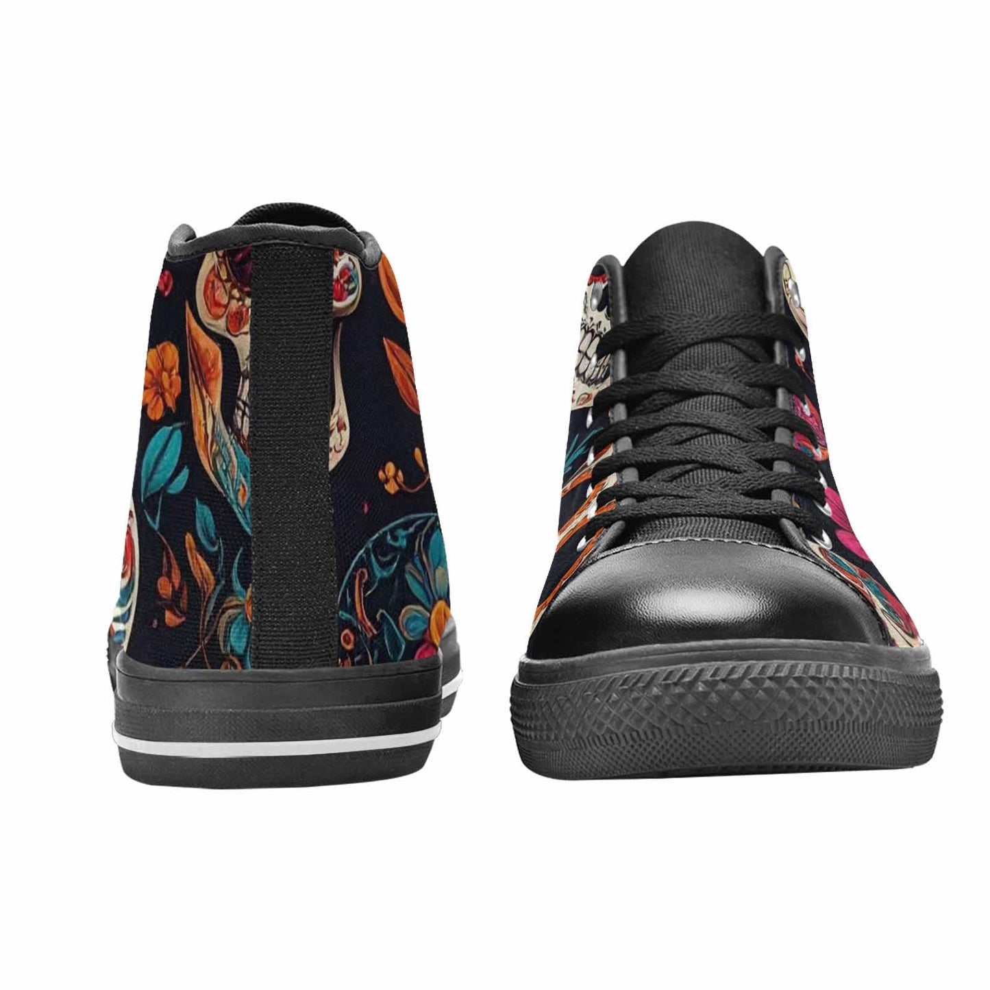 WOMEN'S Dia De Los Muertos Sugar Skull High Top Canvas Cottagecore Shoes