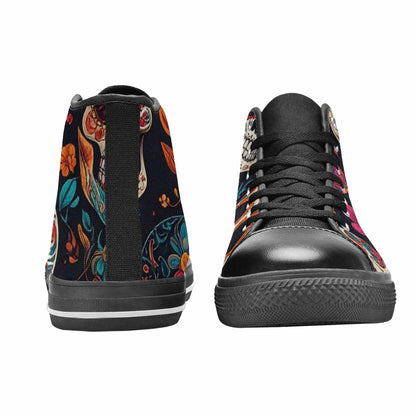 WOMEN'S Dia De Los Muertos Sugar Skull High Top Canvas Cottagecore Shoes