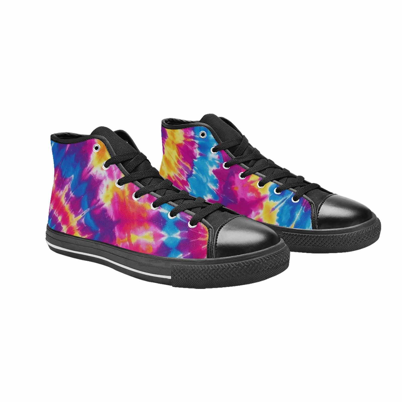 MEN'S Tie Dye Spiral High Top Canvas Vibrant Chaos Custom Sneakers
