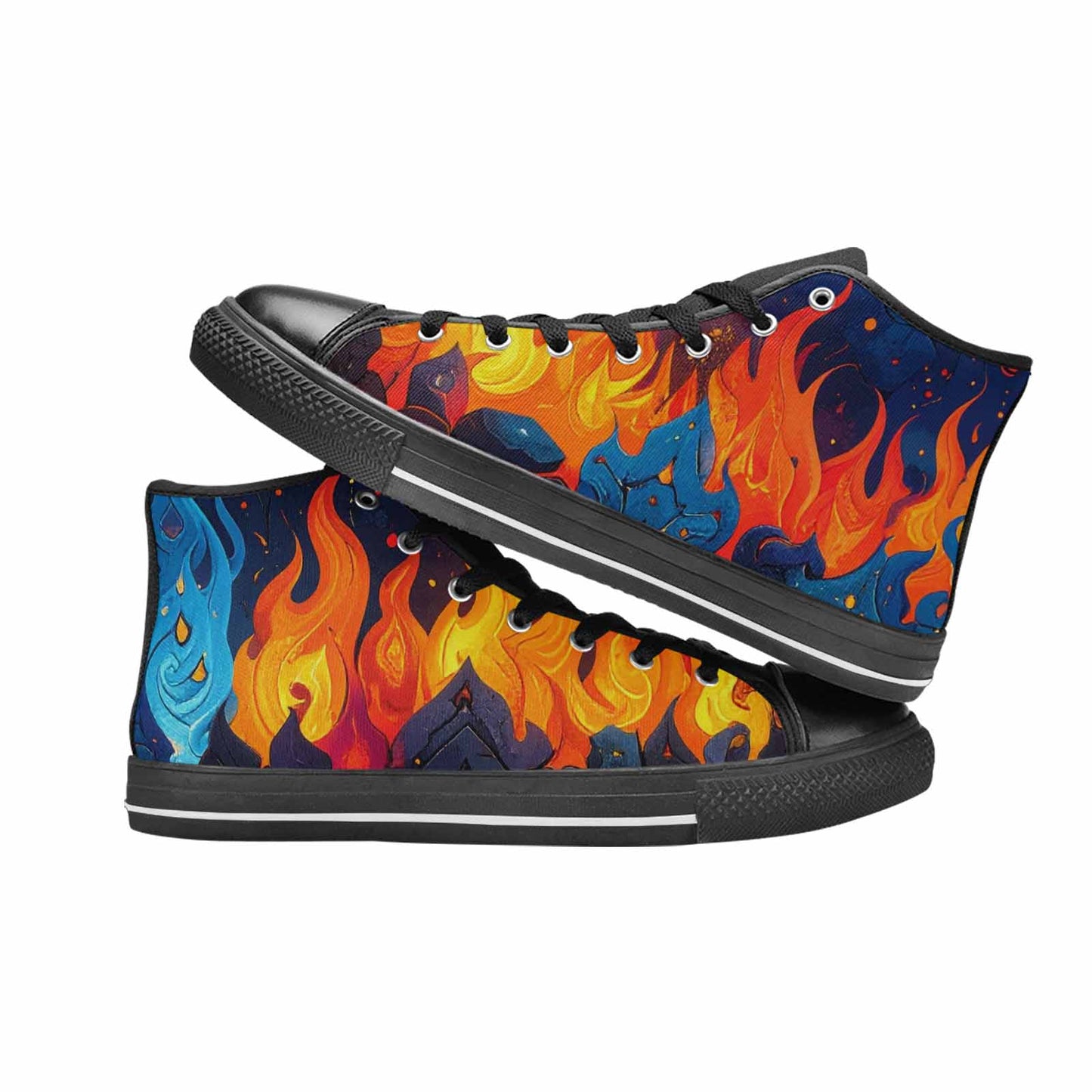 WOMEN'S Fire Flame High Top Canvas Dreamcore Custom Sneakers