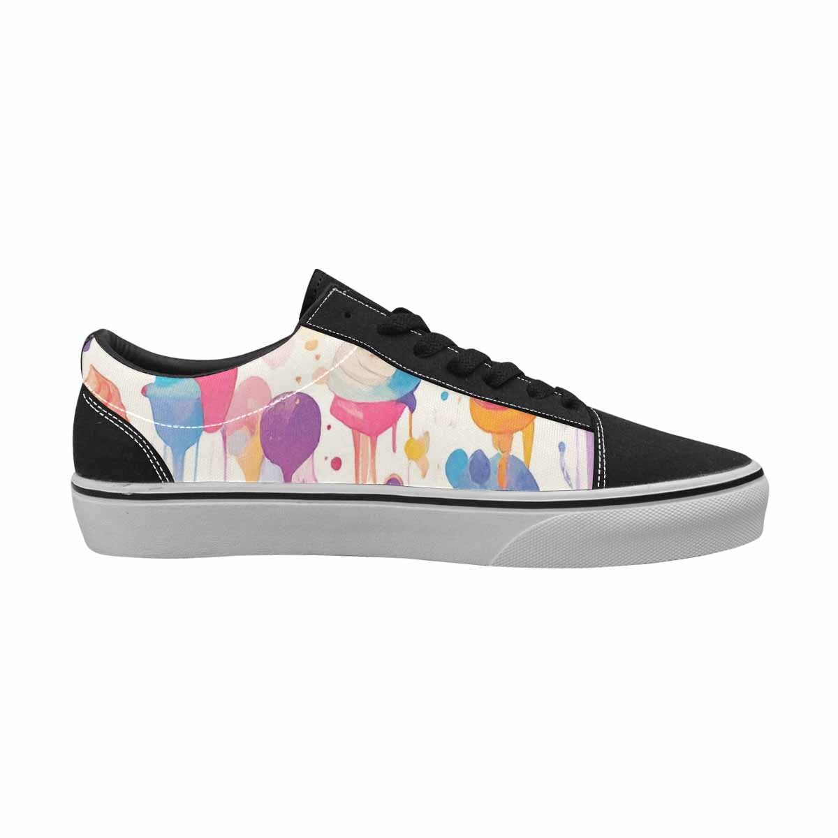 WOMEN'S Ice Cream Motif Ice Lace-Up Canvas Vibrant Chaos Custom Sneakers