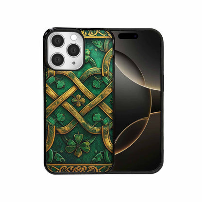 iPhone 15 Pro Max Case — Irish Celtic Knot Pattern Shamrocks Seamless, Custom Made Phone Cover