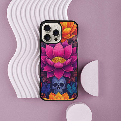 iPhone 16 Pro Max Case — Lotus Skulls, Unique Phone Case Design