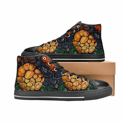 MEN'S Snake Skin Reptile High Top Canvas Vibrant Chaos Custom Shoes