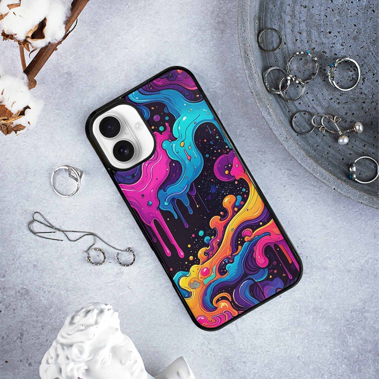 iPhone 16 Plus Case — Neon Drip Galaxy Custom, Custom Print Case Cover