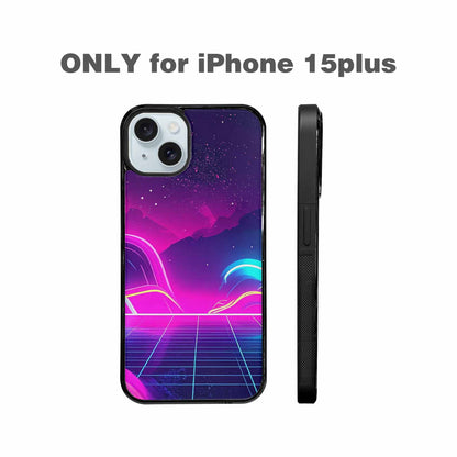 iPhone 15 Plus Case — 1980s Neon Cartoon Art Pattern, Custom Printed Phone Case