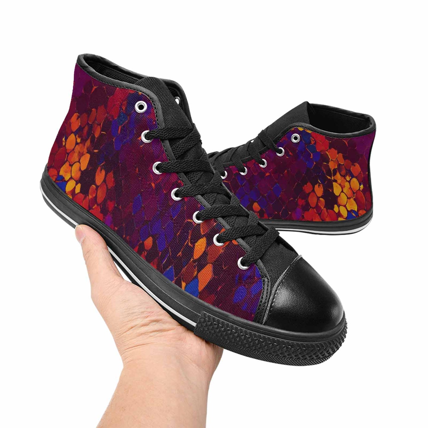 WOMEN'S Dark Snake Print High Top Canvas Y2K Custom Sneakers